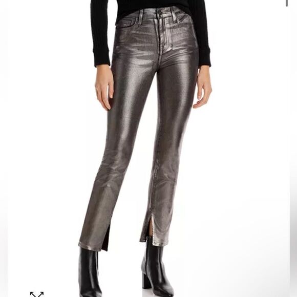 Jonathan Simkhai Rae High Rise Jeans in Coated Metallic NWT - Picture 1 of 9